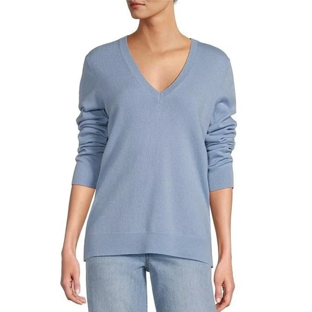 Antonio Melani Size Medium Zinfandel Monica V Neck Cashmere Pullover Sweater‎